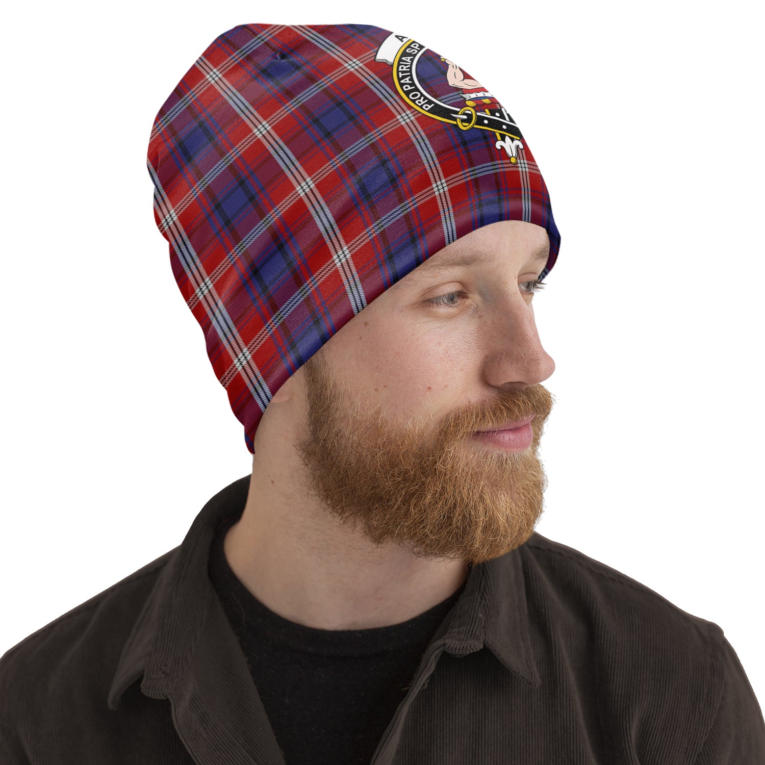 Ainslie Tartan Beanies Hat with Family Crest One Size 22 inches 15.5 inches - Tartanvibesclothing