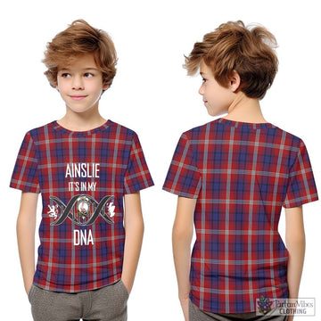 Ainslie Tartan Kid T-Shirt with Family Crest DNA In Me Style Youth XL Size14 - Tartan Vibes Clothing