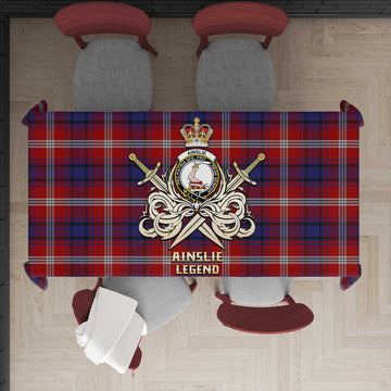 Ainslie Tartan Tablecloth with Clan Crest and the Golden Sword of Courageous Legacy - Tartan Vibes Clothing
