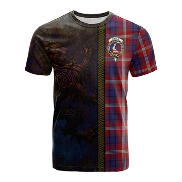 Tartan Vibes Clothing Ainslie Tartan Family Crest Cotton T-shirt Alba Gu Brath Be Brave Lion Ancient Style