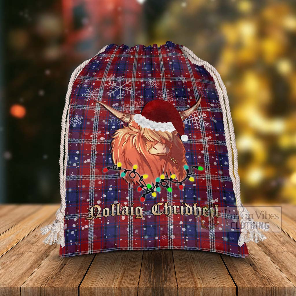 Ainslie Tartan Christmas Santa's Bag with Twinkle Highland Cattle - Tartan Vibes Clothing