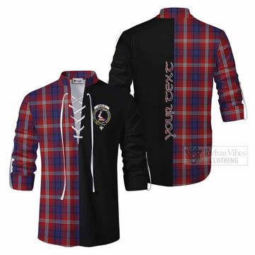 Ainslie Tartan Ghillie Kilt Shirt with Family Crest and Half Of Me Style Men - Tartan Vibes Clothing