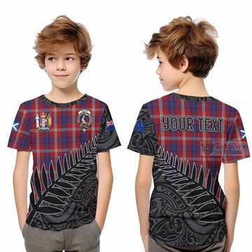 Ainslie Crest Tartan Kid T-Shirt with New Zealand Silver Fern Half Style Youth XL Size14 - Tartan Vibes Clothing
