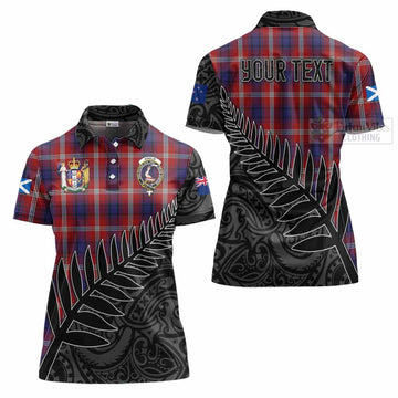 Ainslie Crest Tartan Women's Polo Shirt with New Zealand Silver Fern Half Style Women - Tartan Vibes Clothing