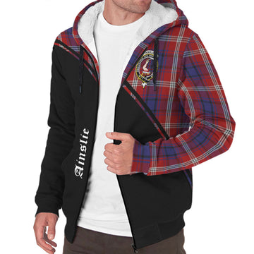 Ainslie Tartan Sherpa Hoodie with Family Crest Curve Style