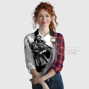 Ainslie Tartan Clan Crest Women's Casual Shirt with Highlander Warrior Celtic Style Female - Tartan Vibes Clothing