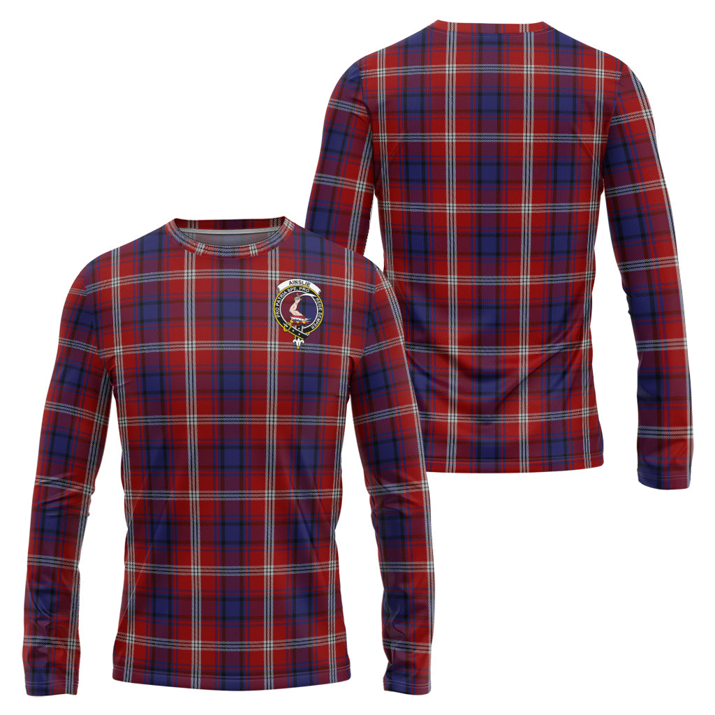 Ainslie Tartan Long Sleeve T-Shirt with Family Crest Unisex - Tartanvibesclothing