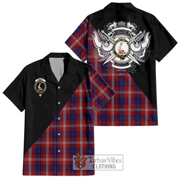 Ainslie Tartan Hawaiian Shirt with Family Crest and Military Logo Style Kid - Tartan Vibes Clothing