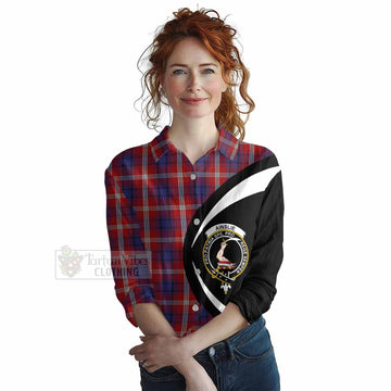 Ainslie Tartan Women's Casual Shirt with Family Crest Circle Style Female - Tartan Vibes Clothing