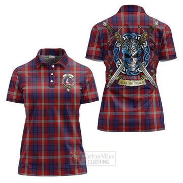 Ainslie Tartan Women's Polo Shirt with Family Crest Celtic Skull Style Women - Tartan Vibes Clothing