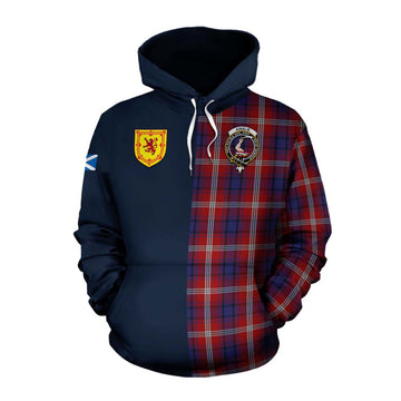 Ainslie Tartan Cotton Hoodie Alba with Scottish Lion Royal Arm Half Style Pullover Hoodie XS - Tartan Vibes Clothing