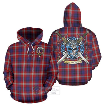 Ainslie Tartan Hoodie with Family Crest Celtic Skull Style Zip Hoodie - Tartan Vibes Clothing