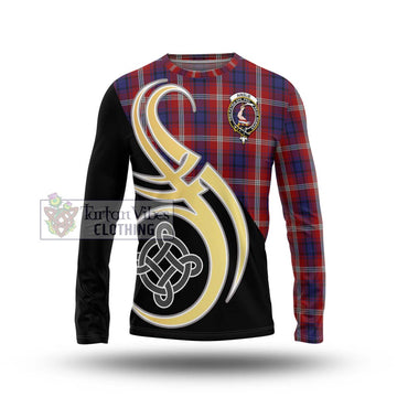 Ainslie Tartan Long Sleeve T-Shirt with Family Crest and Celtic Symbol Style Unisex - Tartan Vibes Clothing