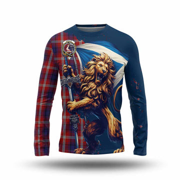 Ainslie Tartan Family Crest Long Sleeve T-Shirt with Scottish Majestic Lion Unisex - Tartan Vibes Clothing