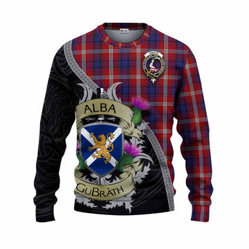 Ainslie Tartan Family Crest Knitted Sweater Lion Rampant Royal Thistle Shield Celtic Inspired Unisex - Tartan Vibes Clothing
