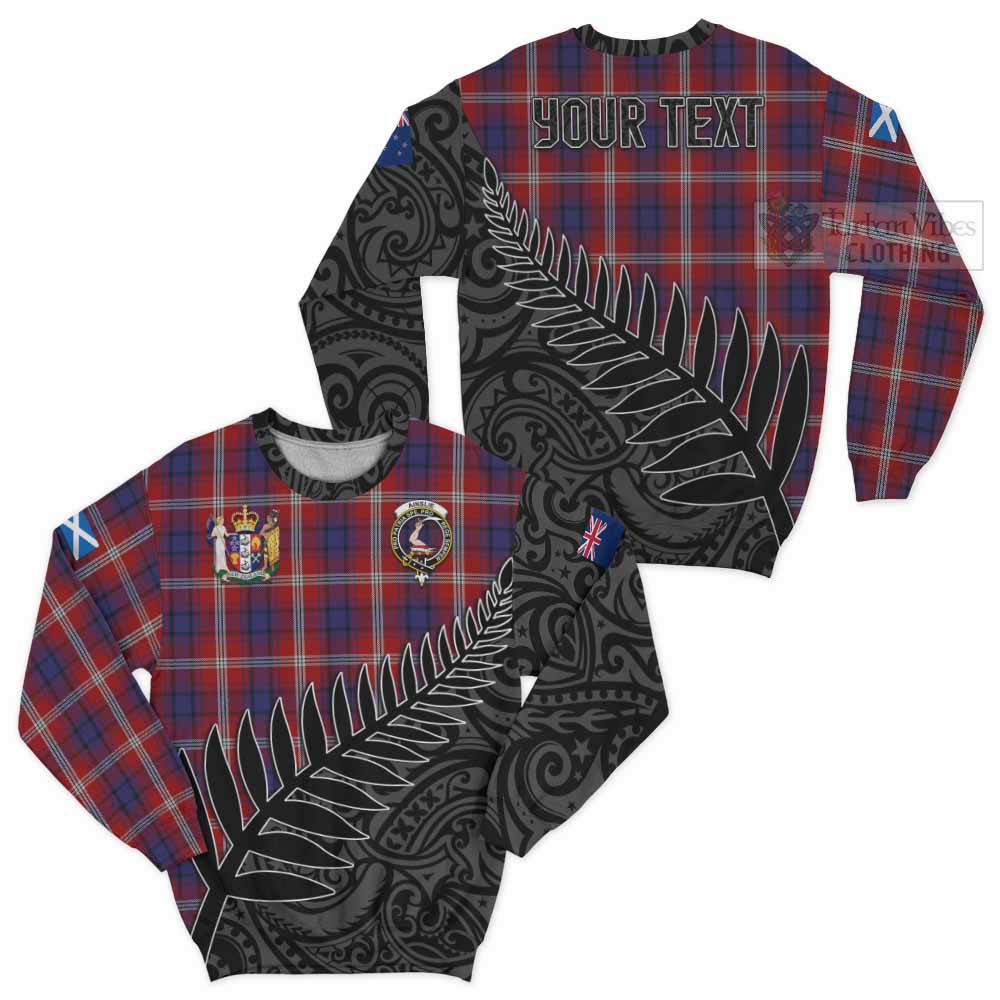 Ainslie Crest Tartan Sweatshirt with New Zealand Silver Fern Half Style Unisex - Tartan Vibes Clothing