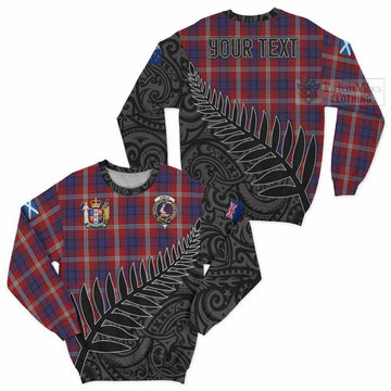 Ainslie Crest Tartan Sweatshirt with New Zealand Silver Fern Half Style Unisex - Tartan Vibes Clothing