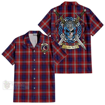 Ainslie Tartan Hawaiian Shirt with Family Crest Celtic Skull Style Kid - Tartan Vibes Clothing