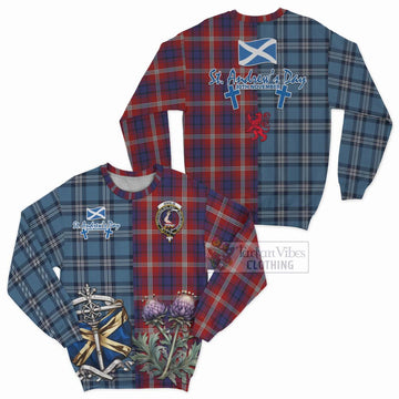 Ainslie Tartan Sweatshirt Happy St. Andrew's Day Half Tartan Style Unisex - Tartan Vibes Clothing