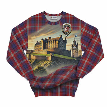 Ainslie Tartan Family Crest Sweatshirt with Scottish Ancient Castle Style Unisex - Tartan Vibes Clothing