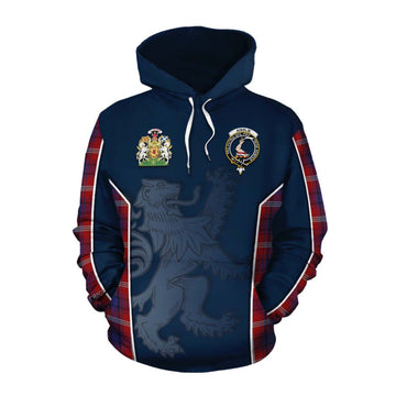 Ainslie Tartan Cotton Hoodie with Family Crest and Lion Rampant Vibes Sport Style Pullover Hoodie XS - Tartan Vibes Clothing