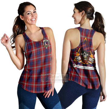 Ainslie Tartan Women's Racerback Tanks with Family Crest and Bearded Skull Holding Bottles of Whiskey 4XL - Tartan Vibes Clothing