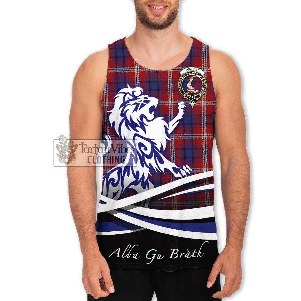 Ainslie Tartan Men's Tank Top with Alba Gu Brath Regal Lion Emblem Men - Tartan Vibes Clothing