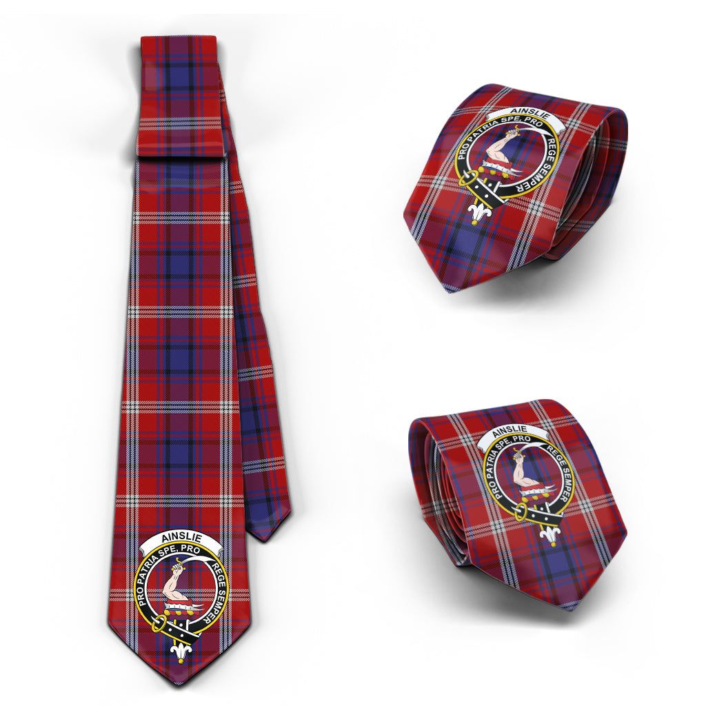 Ainslie Tartan Classic Necktie with Family Crest Necktie One Size - Tartanvibesclothing
