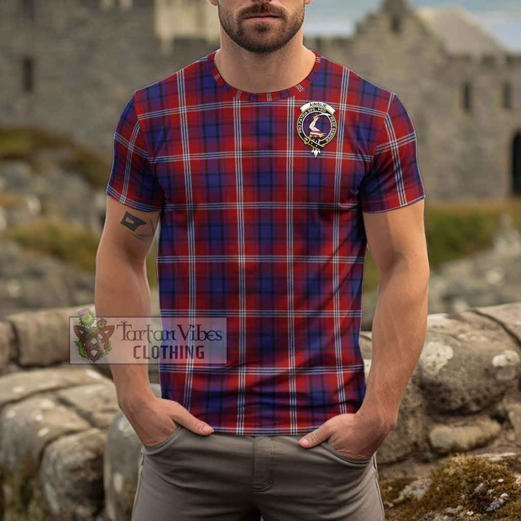 Ainslie Tartan Cotton T-Shirt with Family Crest Men's Shirt - Tartanvibesclothing Shop