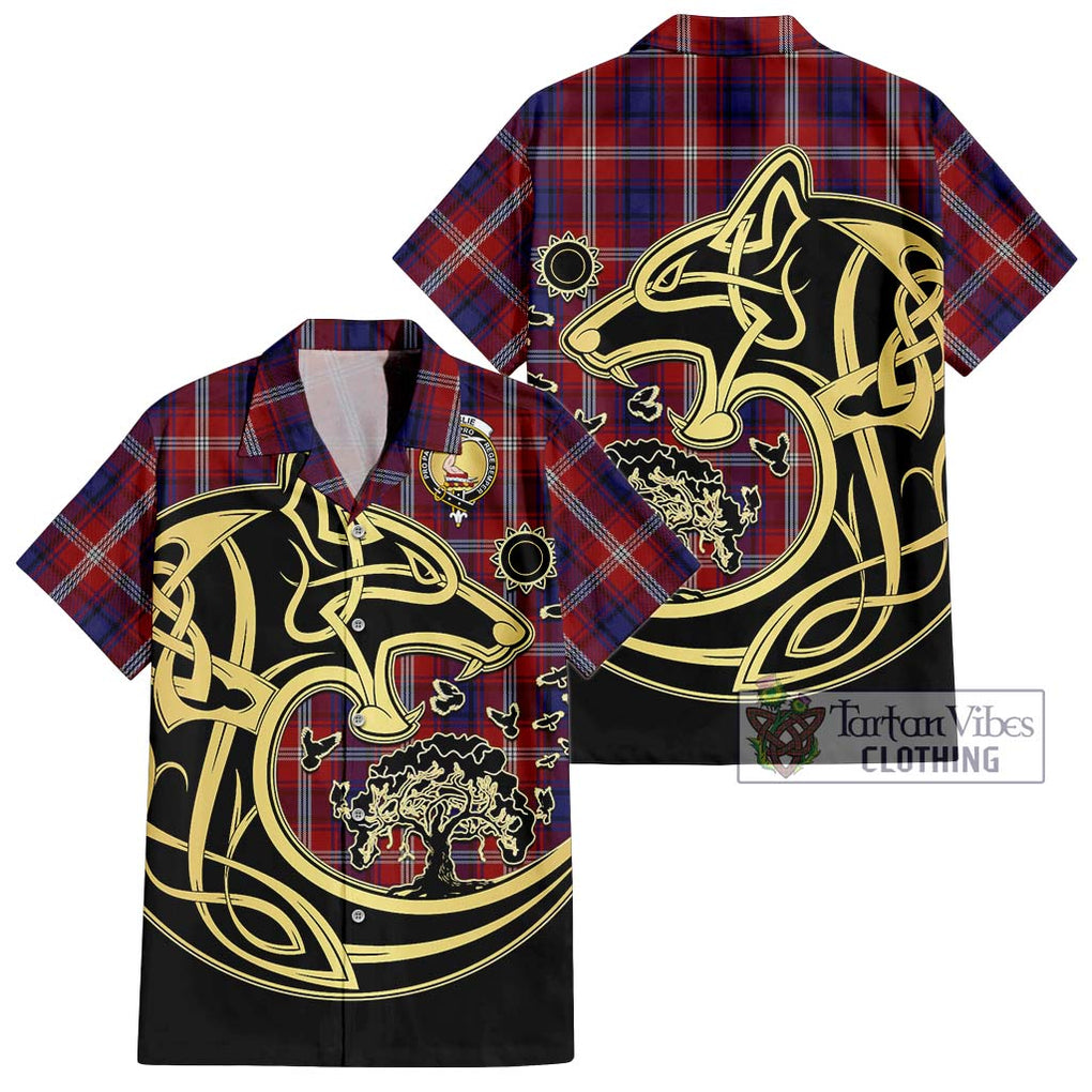 Ainslie Tartan Hawaiian Shirt with Family Crest Celtic Wolf Style Kid - Tartan Vibes Clothing