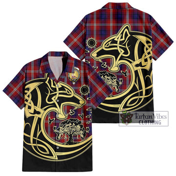 Ainslie Tartan Hawaiian Shirt with Family Crest Celtic Wolf Style Kid - Tartan Vibes Clothing
