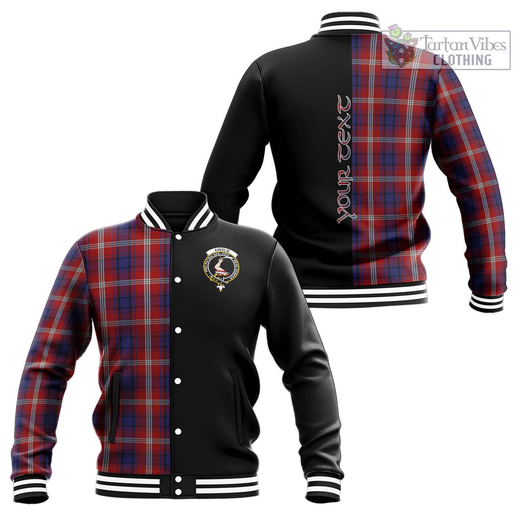 Ainslie Tartan Baseball Jacket with Family Crest and Half Of Me Style Unisex - Tartan Vibes Clothing