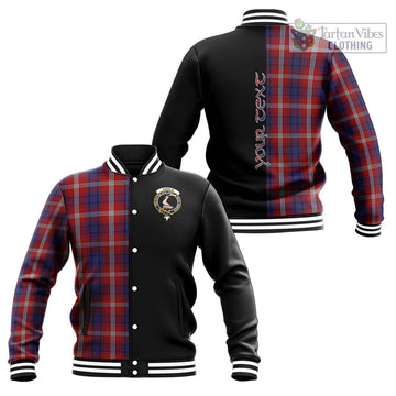 Ainslie Tartan Baseball Jacket with Family Crest and Half Of Me Style Unisex - Tartan Vibes Clothing