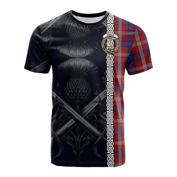Tartan Vibes Clothing Ainslie Tartan Cotton T-shirt with Family Crest Cross Sword Thistle Celtic Vibes