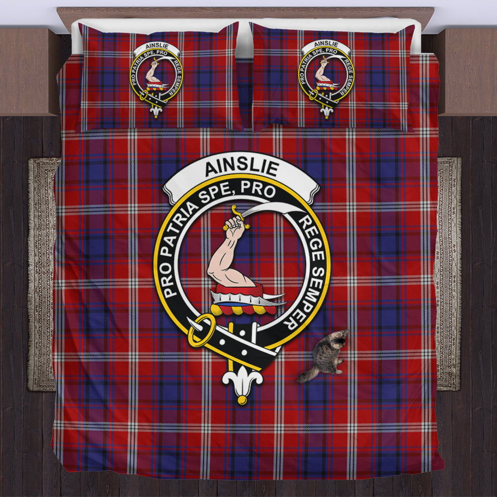 Ainslie Tartan Bedding Set with Family Crest US Bedding Set - Tartan Vibes Clothing