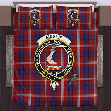 Ainslie Tartan Bedding Set with Family Crest US Bedding Set - Tartan Vibes Clothing