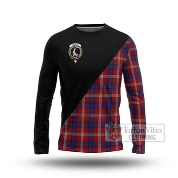 Ainslie Tartan Long Sleeve T-Shirt with Family Crest and Military Logo Style Unisex - Tartan Vibes Clothing