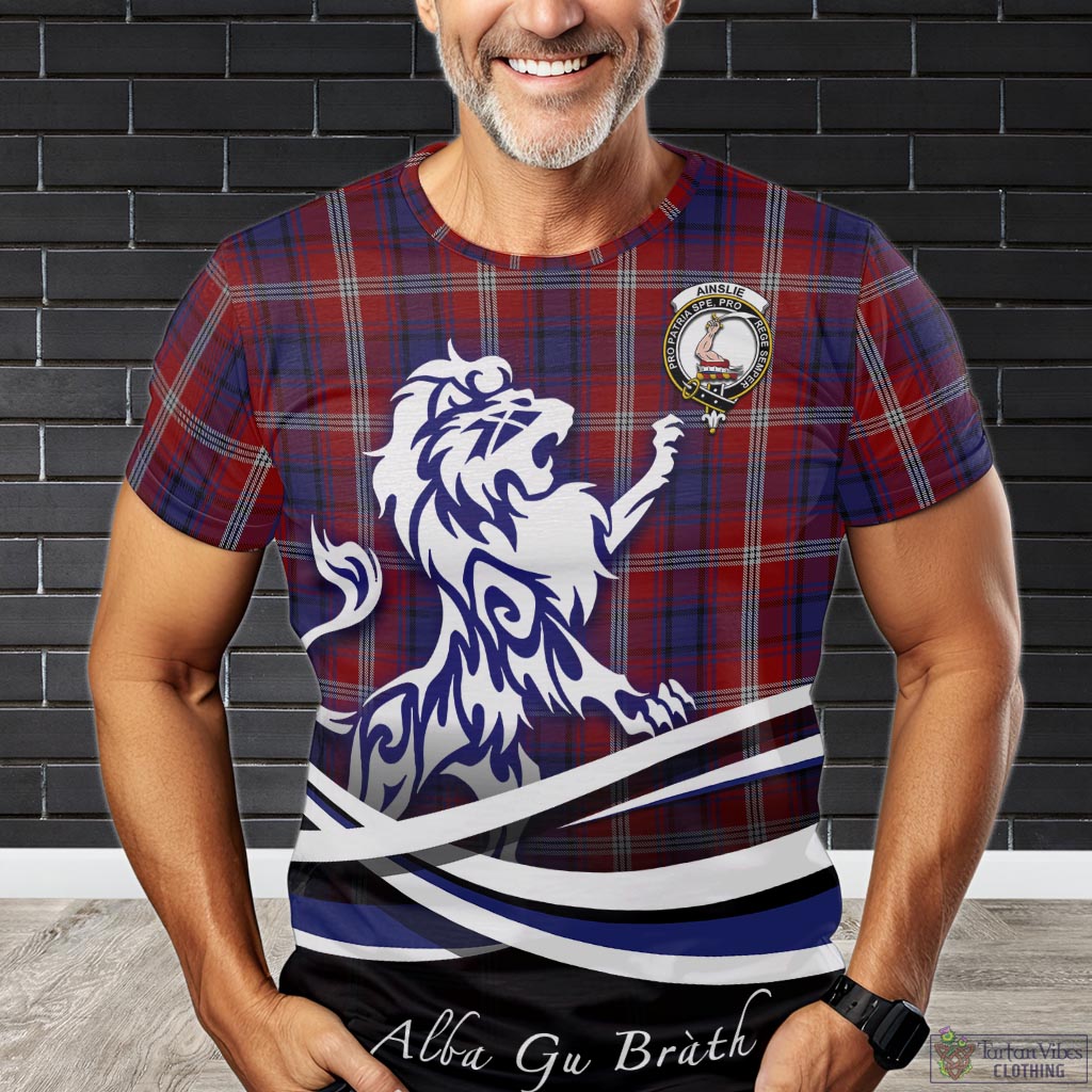 Ainslie Tartan T-Shirt with Alba Gu Brath Regal Lion Emblem Kid's Shirt - Tartan Vibes Clothing