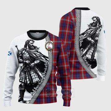 Ainslie Tartan Clan Crest Knitted Sweater with Highlander Warrior Celtic Style Unisex - Tartan Vibes Clothing
