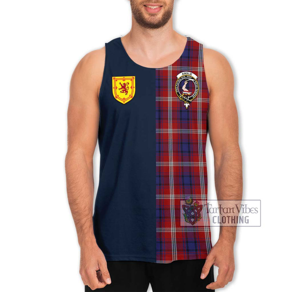 Ainslie Tartan Men's Tank Top Alba with Scottish Lion Royal Arm Half Style Men - Tartan Vibes Clothing