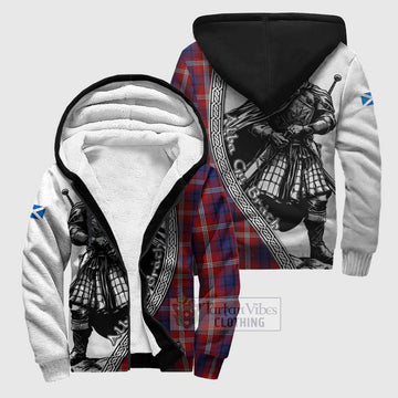 Ainslie Tartan Clan Crest Sherpa Hoodie with Highlander Warrior Celtic Style Unisex S - Tartan Vibes Clothing