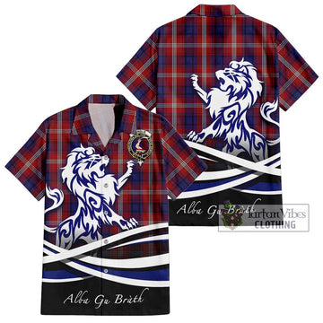 Ainslie Tartan Hawaiian Shirt with Alba Gu Brath Regal Lion Emblem Kid - Tartan Vibes Clothing