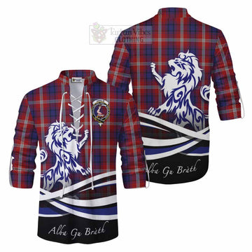 Ainslie Tartan Ghillie Kilt Shirt with Alba Gu Brath Regal Lion Emblem Men - Tartan Vibes Clothing