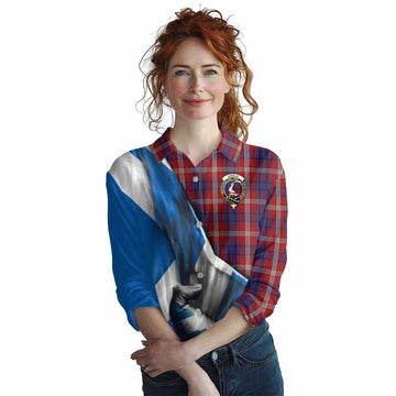 Ainslie Tartan Women's Casual Shirt with Family Crest Scotland Patriotic Style Female - Tartan Vibes Clothing
