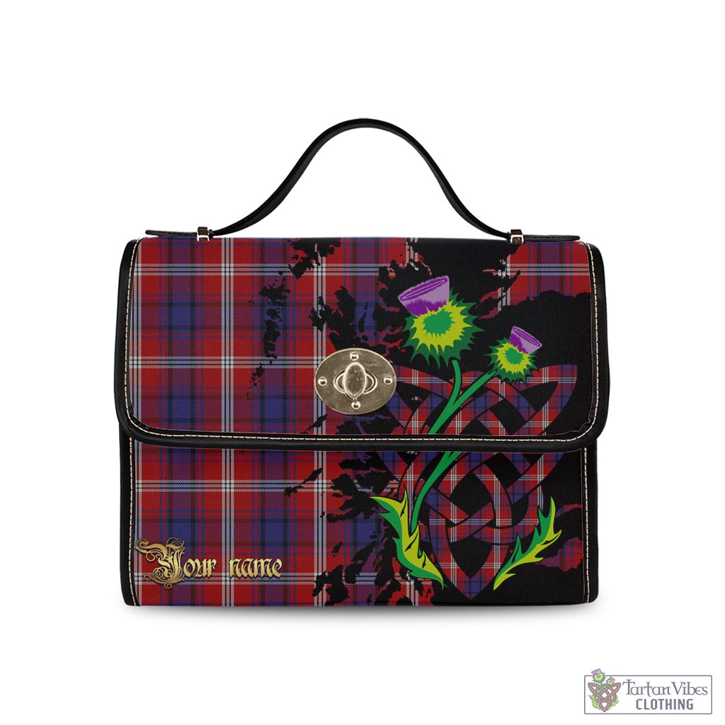 Tartan Vibes Clothing Ainslie Tartan Waterproof Canvas Bag with Scotland Map and Thistle Celtic Accents