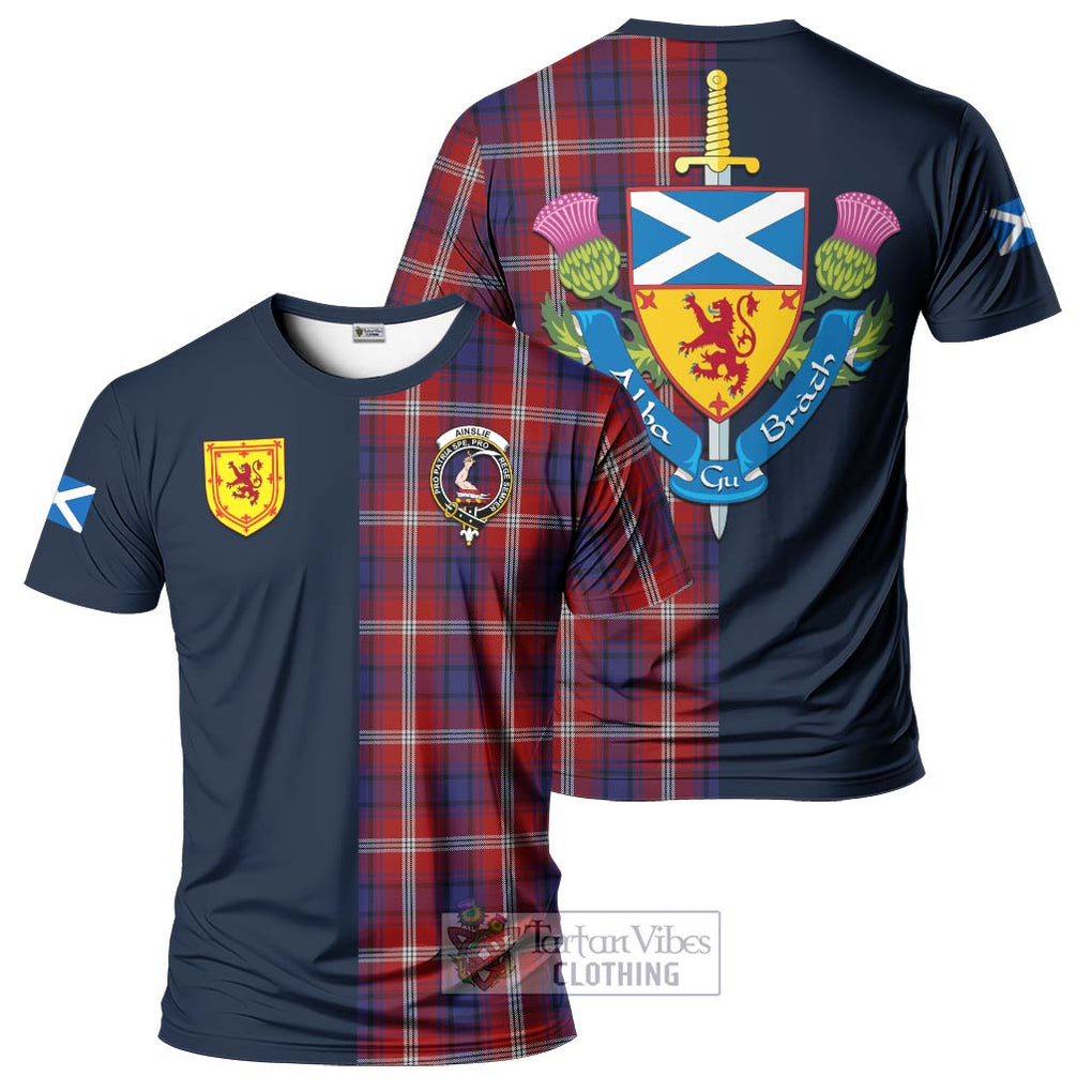 Ainslie Tartan T-Shirt Alba with Scottish Lion Royal Arm Half Style Kid's Shirt - Tartan Vibes Clothing