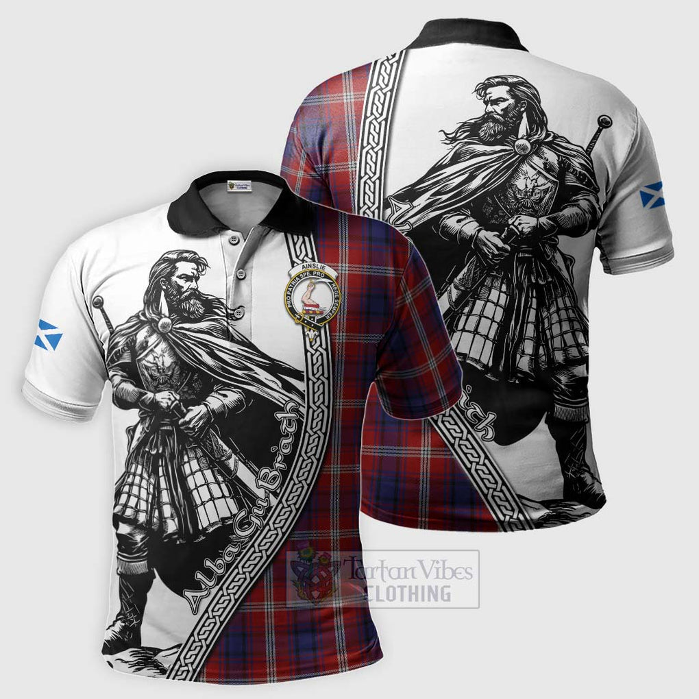 Ainslie Tartan Clan Crest Polo Shirt with Highlander Warrior Celtic Style Kid - Tartan Vibes Clothing