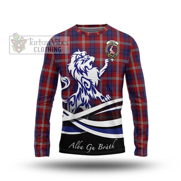 Ainslie Tartan Long Sleeve T-Shirt with Alba Gu Brath Regal Lion Emblem Unisex - Tartan Vibes Clothing