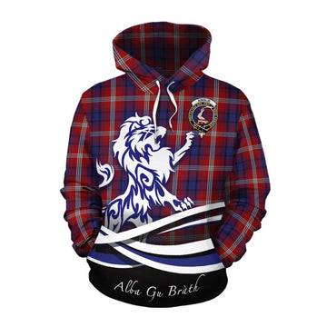 Ainslie Tartan Cotton Hoodie with Alba Gu Brath Regal Lion Emblem Pullover Hoodie XS - Tartan Vibes Clothing