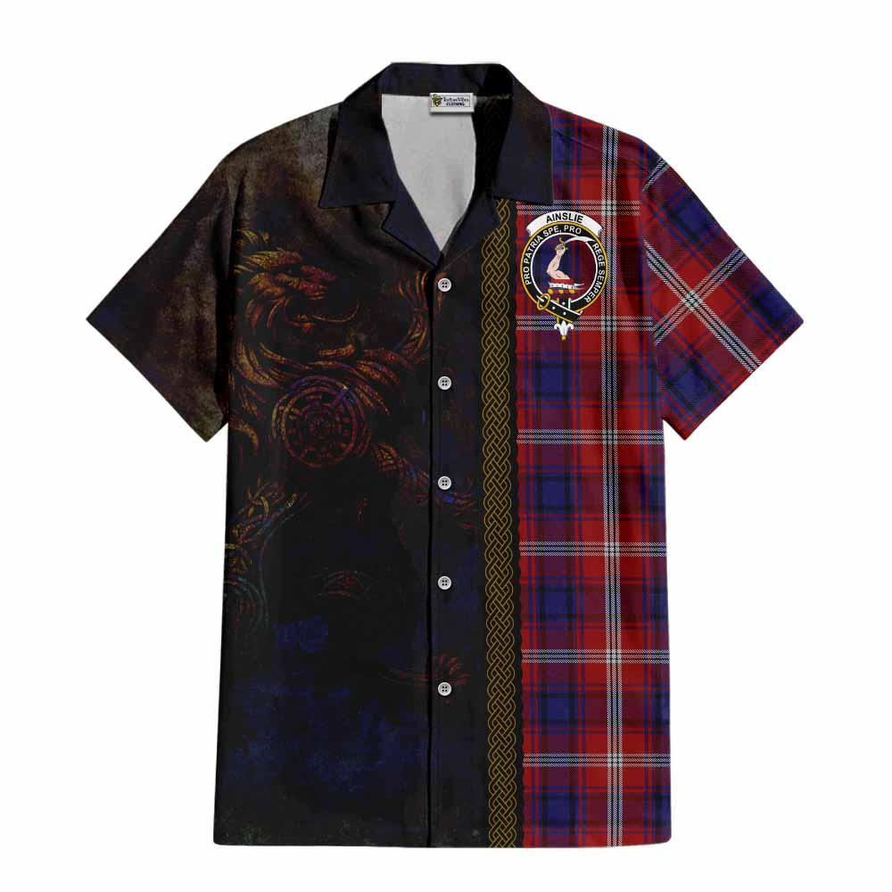 Ainslie Tartan Family Crest Hawaiian Shirt Alba Gu Brath Be Brave Lion Ancient Style Kid - Tartan Vibes Clothing